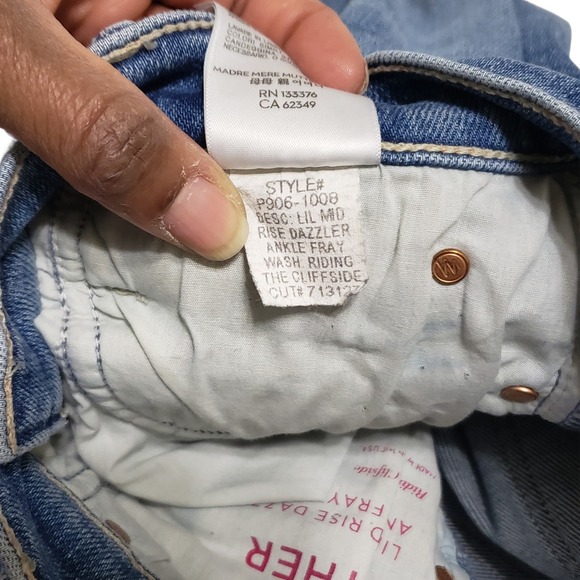 MOTHER Lil Mid-Rise Dazzler Ankle Fray Jean Riding The Cliffside Sz 24 - Picture 11 of 11